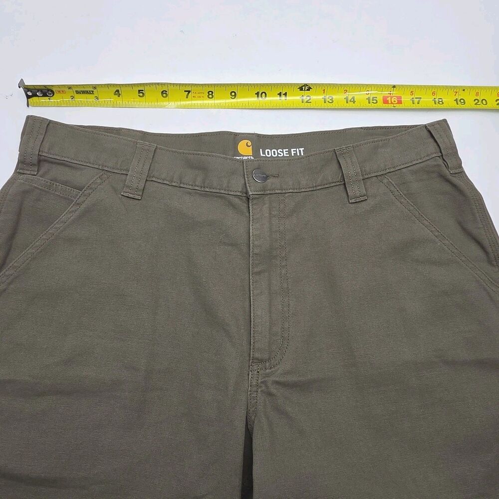 Carhartt Shorts Green Loose Fit Work Cargo Men Sz 36 Flat 9.5" Inseam Canvas - Picture 10 of 13